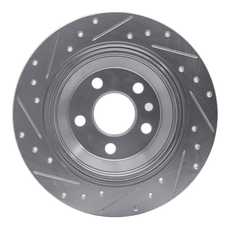 Volvo S80 Brake Rotor (1) - Rear Right - R1 Concepts - Drilled & Slotted - Silver - `07-`10